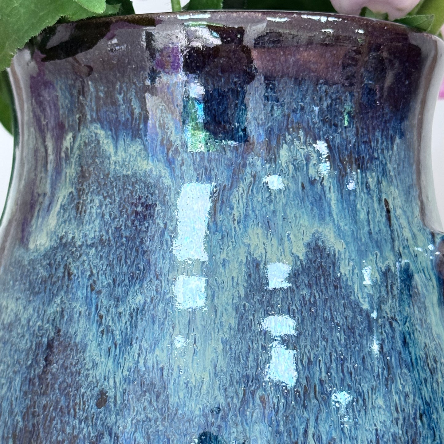Handmade ceramic jug big glaze detail
