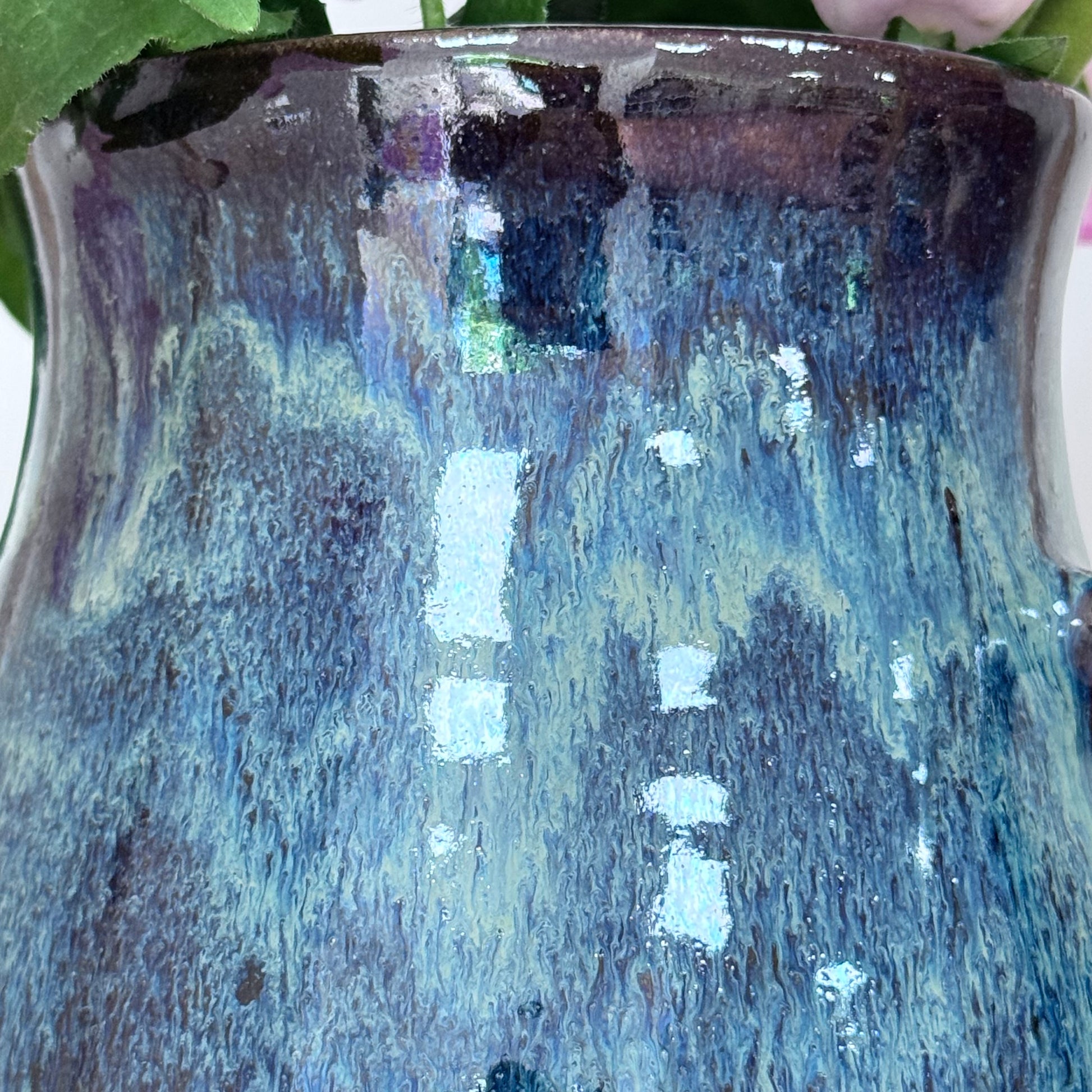 Handmade ceramic jug big glaze detail