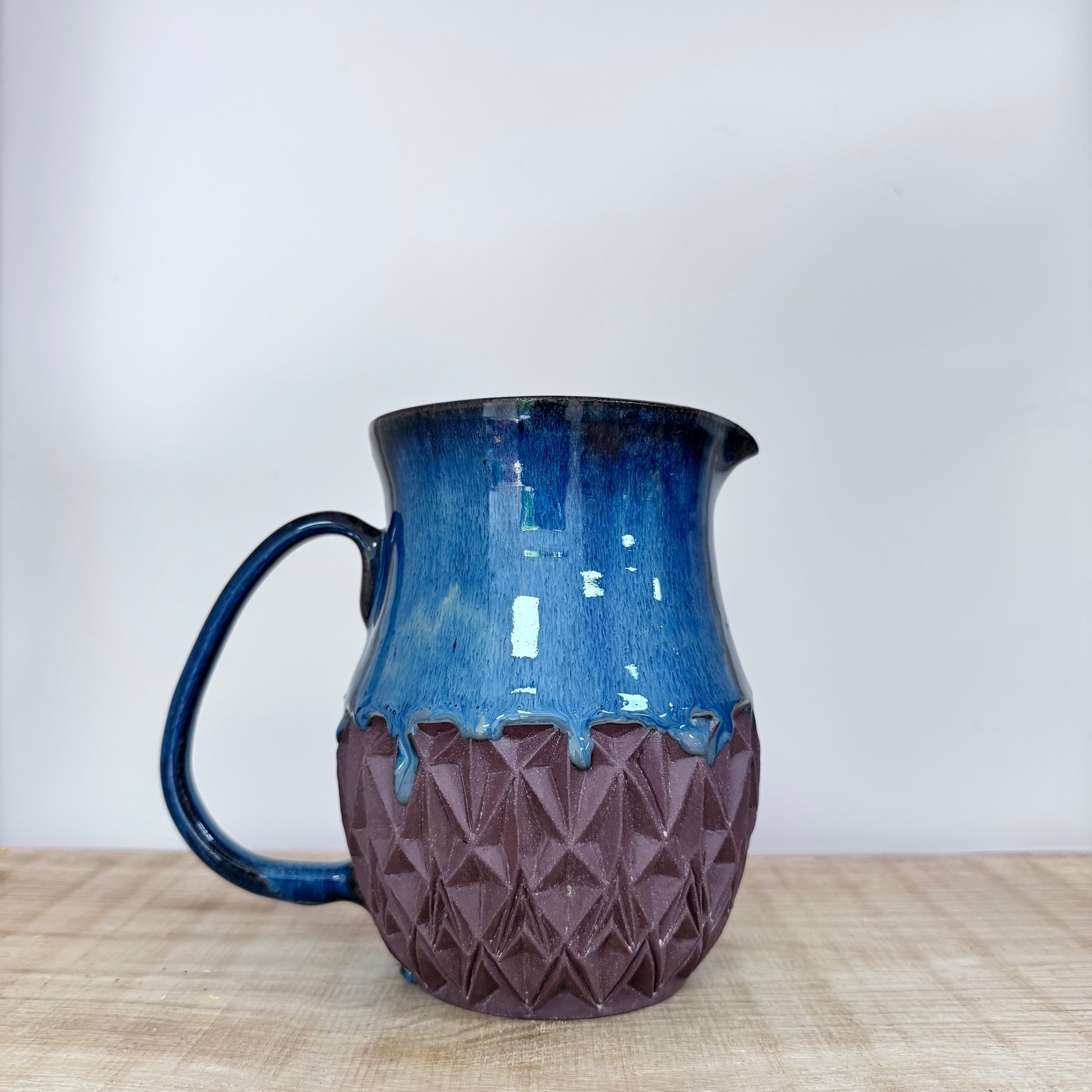 Handmade ceramic jug blue