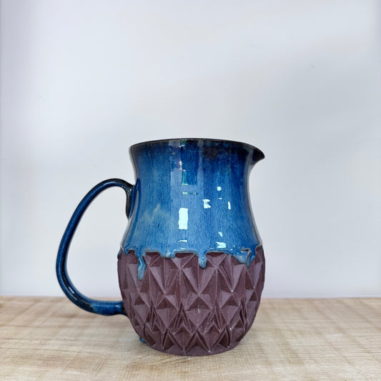 Handmade ceramic jug blue