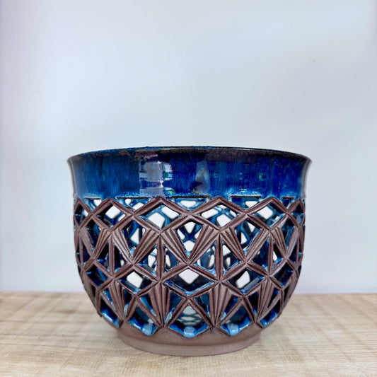 Handmade decorative bowl high blue