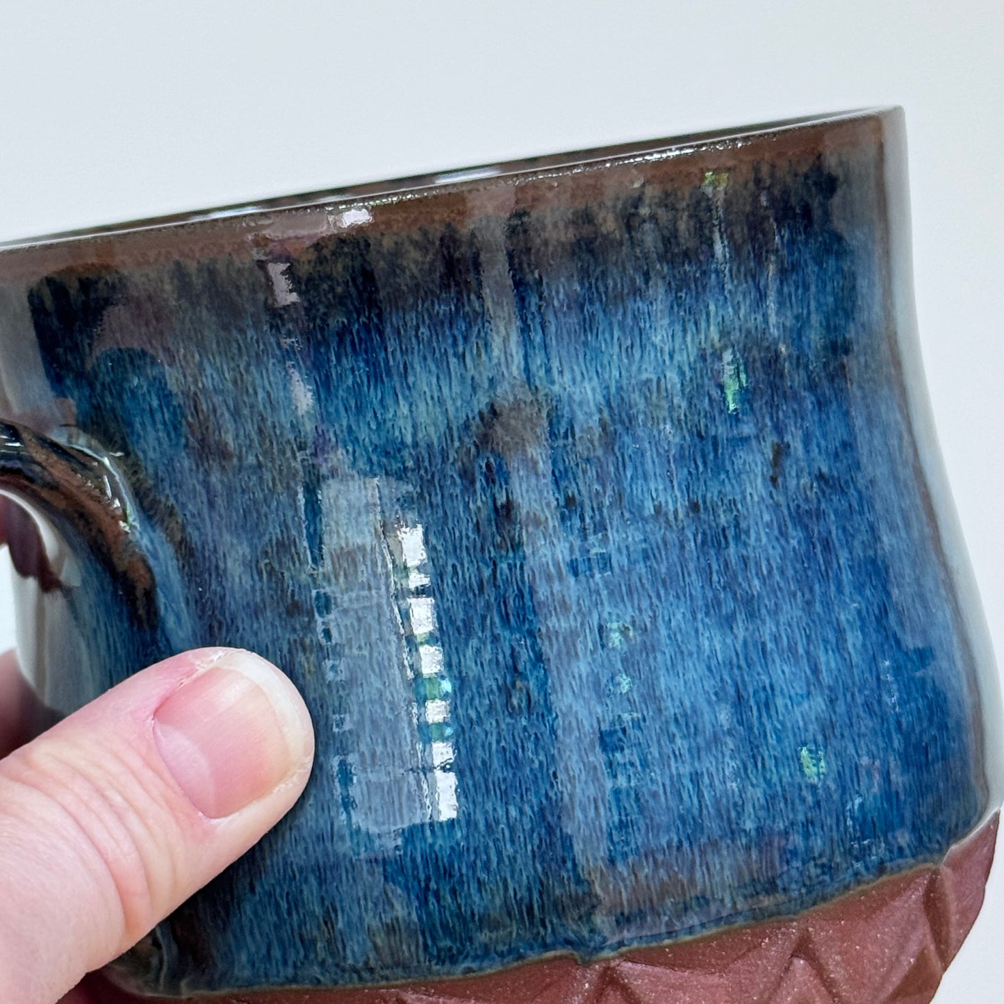 Handmade xxl mugs 650 ml red clay blue glaze