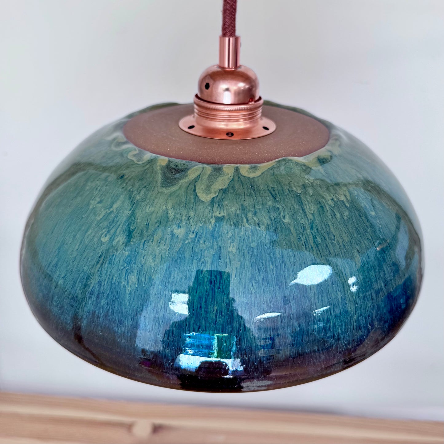 Hanglamp glazuur en koperen fitting